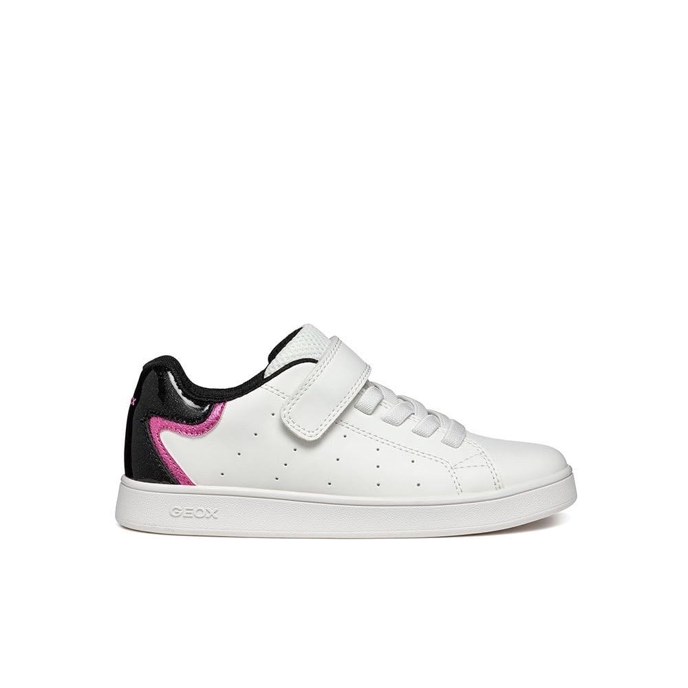 Geox J Eclyper Girl Sneakers White Black Pink Size 6 Youth Breathable New